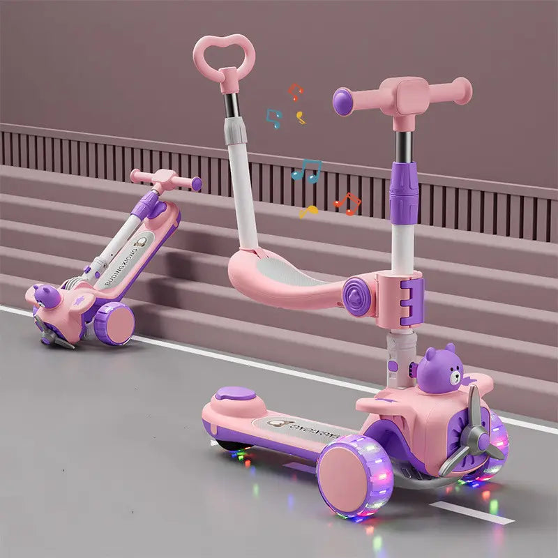 Multi-Functional Children's Scooters - Aeroplane Bear